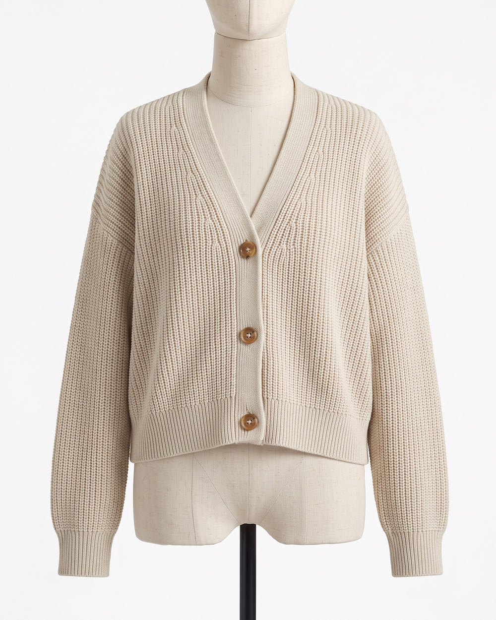 100% Organic Cotton Fisherman Boxy Cropped Cardigan